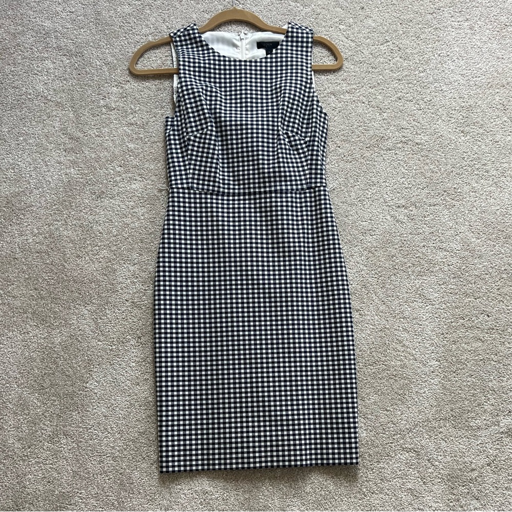 J. Crew Monochrome Gingham Midi Dress